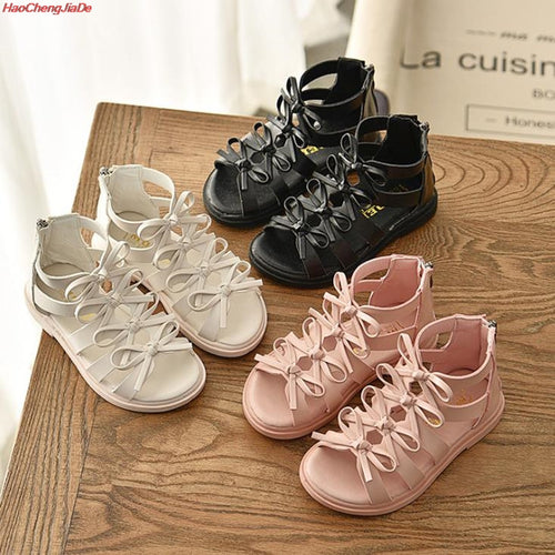 Girls Summer Sandals Kids Girls Princess Dress Shoes Toddler Children Roman Beach Sandals Gladiator Flowers Shoes