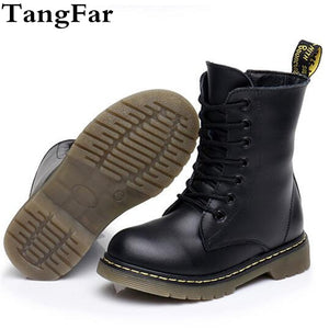 Boots Kids Genuine Leather Winter Fur Ankle Boots For Boys Toddler Fashion Girls Snow Boots Children's Shoes