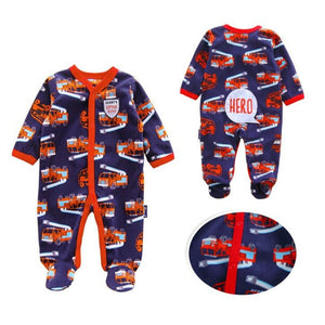 Newborn Baby Boy Autumn-winter Fleece Climbing Clothes 3-12M Kids Footed Pajamas Long Sleeved Infant Girls Cartoon Clothing