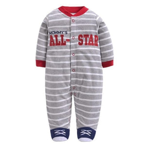 Newborn Baby Boy Autumn-winter Fleece Climbing Clothes 3-12M Kids Footed Pajamas Long Sleeved Infant Girls Cartoon Clothing