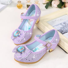 Load image into Gallery viewer, Girls Party shoes Princess Shoes Leather Glitter Crystals Rhinestones Knot Kids Shoes Elsa sneaker children Christmas gift