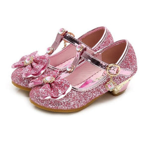 Girls Party shoes Princess Shoes Leather Glitter Crystals Rhinestones Knot Kids Shoes Elsa sneaker children Christmas gift