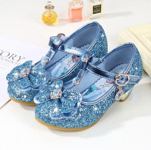 Girls Party shoes Princess Shoes Leather Glitter Crystals Rhinestones Knot Kids Shoes Elsa sneaker children Christmas gift