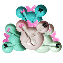 Load image into Gallery viewer, wheat straw bowl children cartoon tableware set baby dinner plate baby training Bowl spoon fork for kids without box