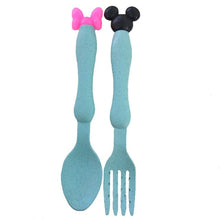 Load image into Gallery viewer, wheat straw bowl children cartoon tableware set baby dinner plate baby training Bowl spoon fork for kids without box