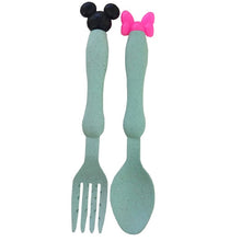 Load image into Gallery viewer, wheat straw bowl children cartoon tableware set baby dinner plate baby training Bowl spoon fork for kids without box