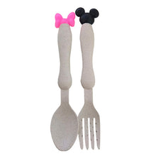 Load image into Gallery viewer, wheat straw bowl children cartoon tableware set baby dinner plate baby training Bowl spoon fork for kids without box