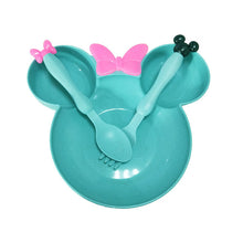 Load image into Gallery viewer, wheat straw bowl children cartoon tableware set baby dinner plate baby training Bowl spoon fork for kids without box