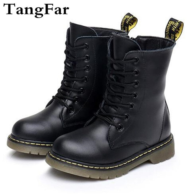 Boots Kids Genuine Leather Winter Fur Ankle Boots For Boys Toddler Fashion Girls Snow Boots Children's Shoes