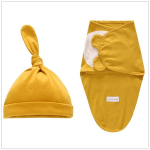 Baby Swaddle Blanket + Cap Newborn Cocoon Wrap Cotton Swaddling Bag Baby Envelope Sleep sack Bedding