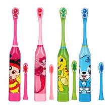 Load image into Gallery viewer, Children Electric Toothbrush Cartoon Pattern Double-sided Tooth Brush Electric Teeth Brush for Kids with 2pcs Replacement Head