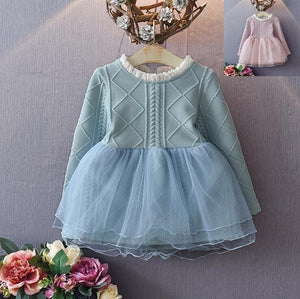 Baby girl clothes baby girl long sleeve stitching mesh tutu princess dress baby girl sweet cute baby girl dress