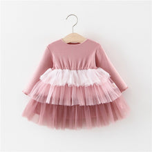 Load image into Gallery viewer, Baby girl clothes baby girl long sleeve stitching mesh tutu princess dress baby girl sweet cute baby girl dress