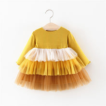 Load image into Gallery viewer, Baby girl clothes baby girl long sleeve stitching mesh tutu princess dress baby girl sweet cute baby girl dress