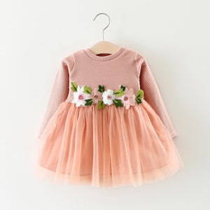 Baby girl clothes baby girl long sleeve stitching mesh tutu princess dress baby girl sweet cute baby girl dress