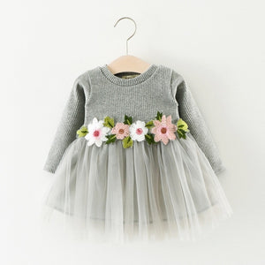 Baby girl clothes baby girl long sleeve stitching mesh tutu princess dress baby girl sweet cute baby girl dress