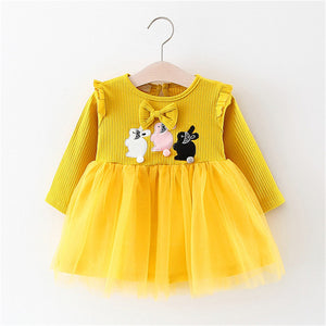 Baby girl clothes baby girl long sleeve stitching mesh tutu princess dress baby girl sweet cute baby girl dress