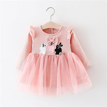 Load image into Gallery viewer, Baby girl clothes baby girl long sleeve stitching mesh tutu princess dress baby girl sweet cute baby girl dress