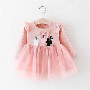 Baby girl clothes baby girl long sleeve stitching mesh tutu princess dress baby girl sweet cute baby girl dress