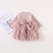 Load image into Gallery viewer, Baby girl clothes baby girl long sleeve stitching mesh tutu princess dress baby girl sweet cute baby girl dress