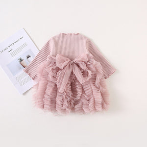 Baby girl clothes baby girl long sleeve stitching mesh tutu princess dress baby girl sweet cute baby girl dress