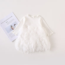 Load image into Gallery viewer, Baby girl clothes baby girl long sleeve stitching mesh tutu princess dress baby girl sweet cute baby girl dress