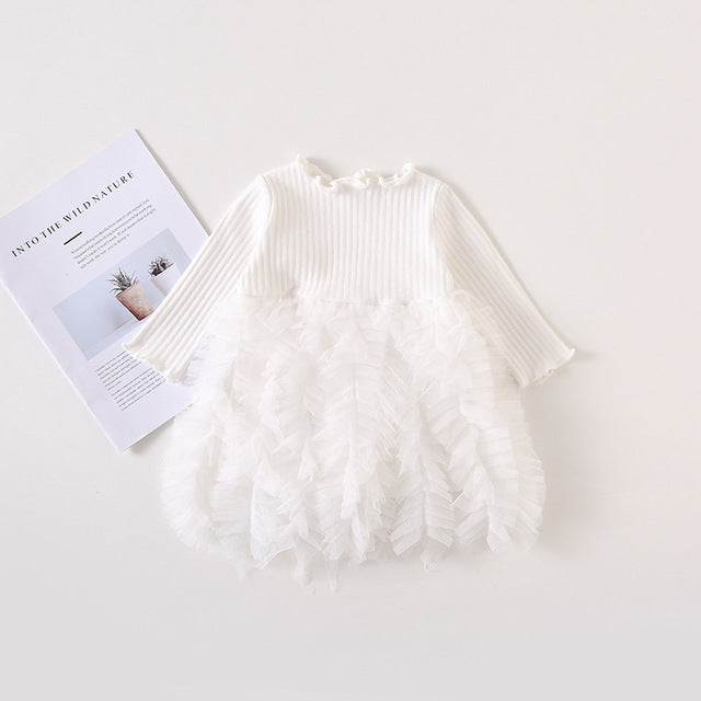 Baby girl clothes baby girl long sleeve stitching mesh tutu princess dress baby girl sweet cute baby girl dress