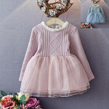 Load image into Gallery viewer, Baby girl clothes baby girl long sleeve stitching mesh tutu princess dress baby girl sweet cute baby girl dress