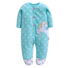 Load image into Gallery viewer, Newborn Baby Boy Autumn-winter Fleece Climbing Clothes 3-12M Kids Footed Pajamas Long Sleeved Infant Girls Cartoon Clothing