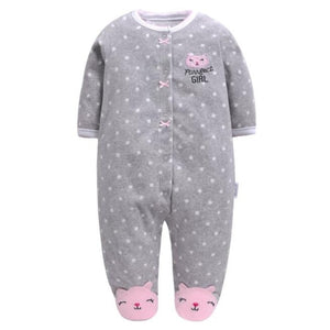 Newborn Baby Boy Autumn-winter Fleece Climbing Clothes 3-12M Kids Footed Pajamas Long Sleeved Infant Girls Cartoon Clothing