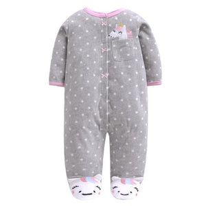 Newborn Baby Boy Autumn-winter Fleece Climbing Clothes 3-12M Kids Footed Pajamas Long Sleeved Infant Girls Cartoon Clothing