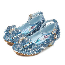 Load image into Gallery viewer, Girls Party shoes Princess Shoes Leather Glitter Crystals Rhinestones Knot Kids Shoes Elsa sneaker children Christmas gift