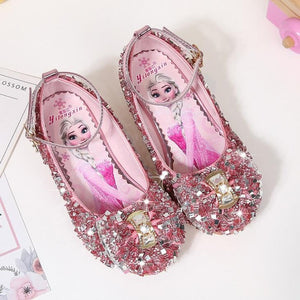 Girls Party shoes Princess Shoes Leather Glitter Crystals Rhinestones Knot Kids Shoes Elsa sneaker children Christmas gift