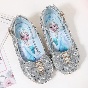 Girls Party shoes Princess Shoes Leather Glitter Crystals Rhinestones Knot Kids Shoes Elsa sneaker children Christmas gift