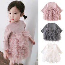 Load image into Gallery viewer, Baby girl clothes baby girl long sleeve stitching mesh tutu princess dress baby girl sweet cute baby girl dress