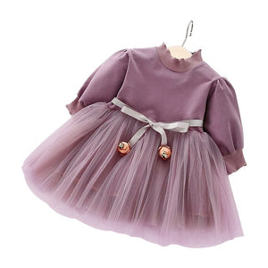 Baby girl clothes baby girl long sleeve stitching mesh tutu princess dress baby girl sweet cute baby girl dress