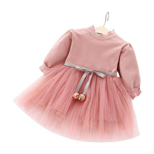 Load image into Gallery viewer, Baby girl clothes baby girl long sleeve stitching mesh tutu princess dress baby girl sweet cute baby girl dress