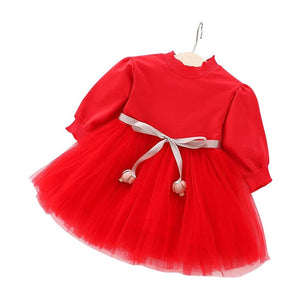 Baby girl clothes baby girl long sleeve stitching mesh tutu princess dress baby girl sweet cute baby girl dress