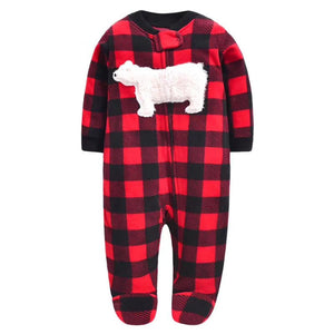 Newborn Baby Boy Autumn-winter Fleece Climbing Clothes 3-12M Kids Footed Pajamas Long Sleeved Infant Girls Cartoon Clothing