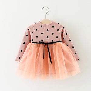 Baby girl clothes baby girl long sleeve stitching mesh tutu princess dress baby girl sweet cute baby girl dress