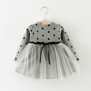 Baby girl clothes baby girl long sleeve stitching mesh tutu princess dress baby girl sweet cute baby girl dress