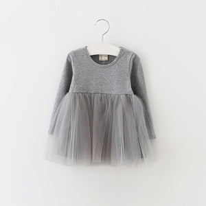 Baby girl clothes baby girl long sleeve stitching mesh tutu princess dress baby girl sweet cute baby girl dress