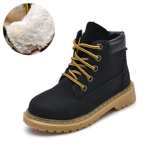 Kids Martin Boots Waterproof Classic Ankle Boots Children Leather Warm Thicken Boots Boys Outdoor Winter Antislip Casual Shoes