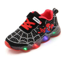 Load image into Gallery viewer, Led luminous Spiderman Kids Shoes for boys girls Light Children Luminous baby Sneakers mesh sport Boy Girl Led Light Shoes