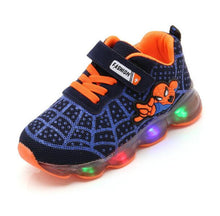 Load image into Gallery viewer, Led luminous Spiderman Kids Shoes for boys girls Light Children Luminous baby Sneakers mesh sport Boy Girl Led Light Shoes