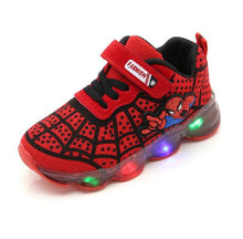 Load image into Gallery viewer, Led luminous Spiderman Kids Shoes for boys girls Light Children Luminous baby Sneakers mesh sport Boy Girl Led Light Shoes