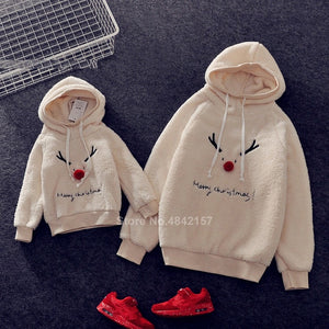 19colors 2019 New Year Family Christmas Sweaters Xmas Hoodies Pajamas Warm Santa Claus Elk Embroidery Adult Kids Sweatshirt Gift