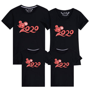 Family Matching Clothes 2020 New Year Summer Print T-shirt Mommy and Daughter Father and Son Clothes Family Look