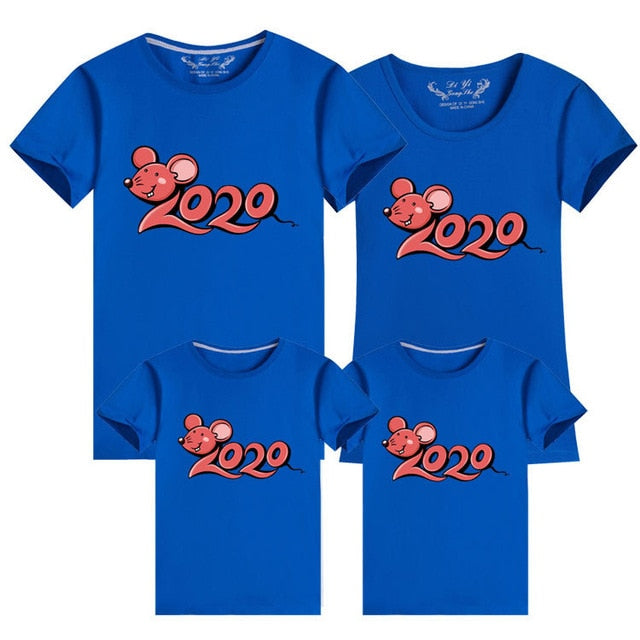 Family Matching Clothes 2020 New Year Summer Print T-shirt Mommy and Daughter Father and Son Clothes Family Look