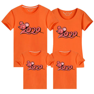 Family Matching Clothes 2020 New Year Summer Print T-shirt Mommy and Daughter Father and Son Clothes Family Look